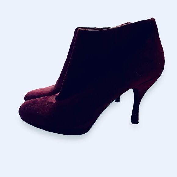 Via Spiga Purple Suede Heeled Ankle Boots - Picture 1 of 6